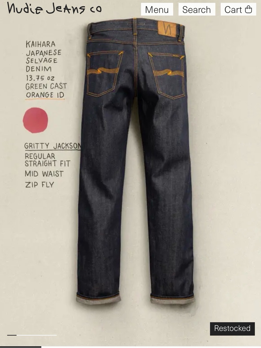Nudie Jeans Straight Gritty Jackson in Dark Indigo KAIHARA DRY SELVAGE